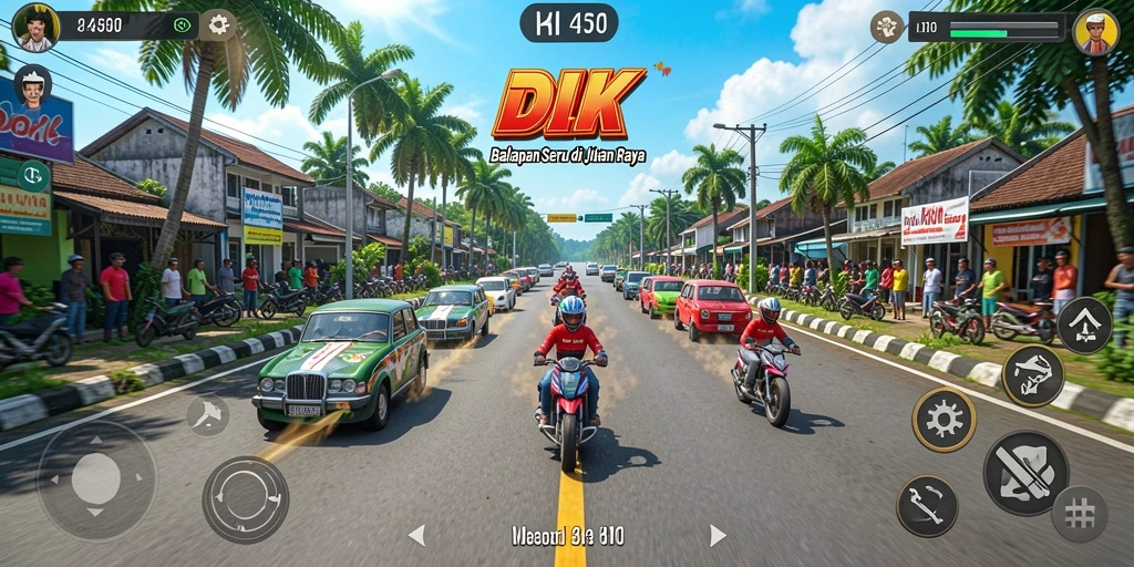 Gameplay balapan DKK yang mendebarkan dan seru.