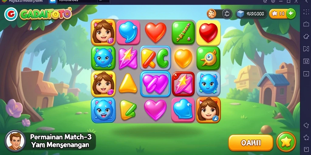 Screenshot GADAITOTO menampilkan aksi seru permainan Match-3.