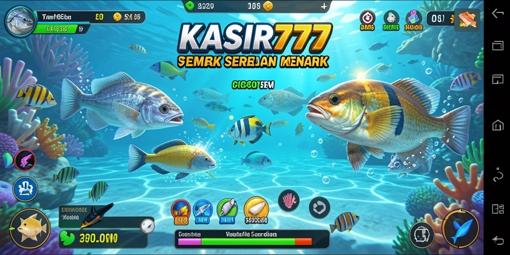 Tampilan gameplay KASIR777 dengan aksi menembak ikan yang seru.