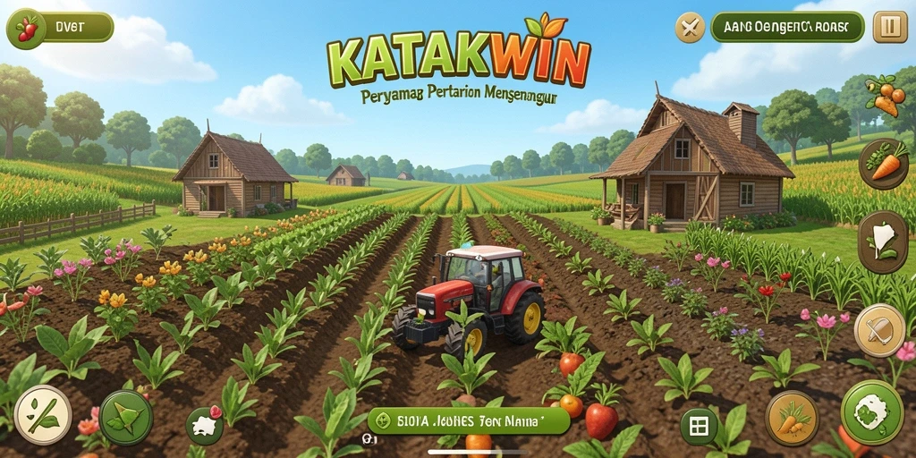 Screenshot KATAKWIN menampilkan gameplay pertanian yang seru dan interaktif.