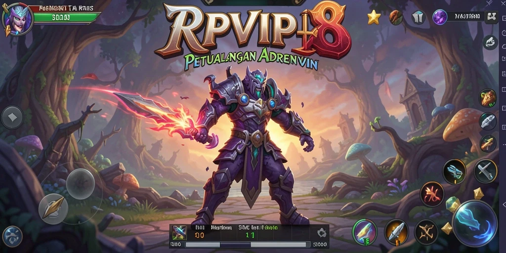 Screenshot gameplay RPVIP8 menunjukkan pertarungan yang seru dan karakter yang beragam.